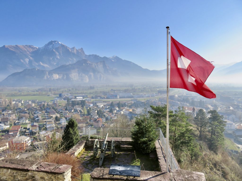 View from Sargans Castle in Sargans, Switzerland